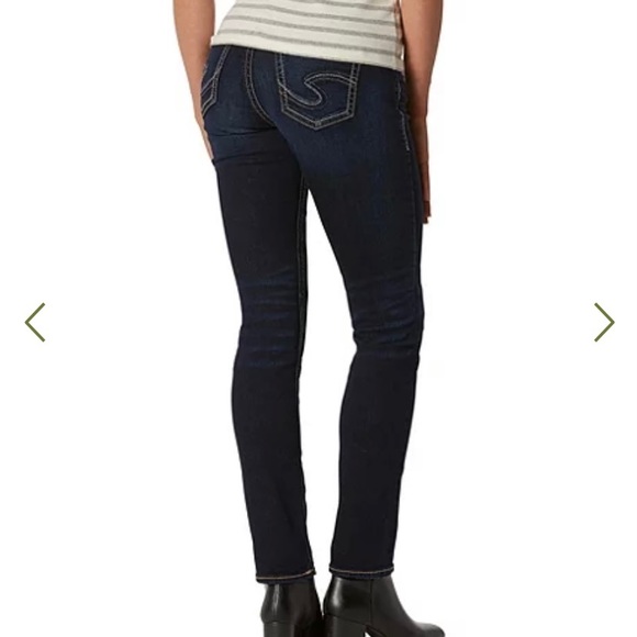 Women's Suki Curvy Mid Rise Straight Leg Jeans - Dark Indigo Silver Jeans - Picture 1 of 4